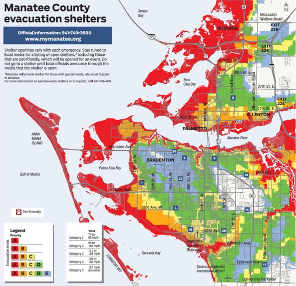 Manatee County Hurricane Evacuation Maps Summer 2020 • SRQ Boomer Homes